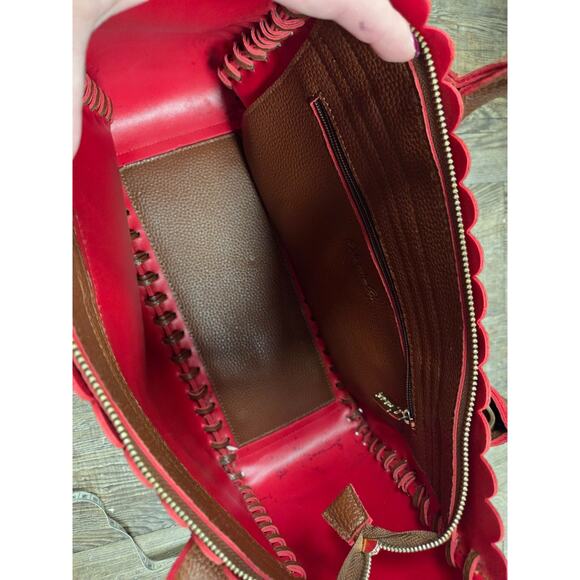 PINK HALEY Deep Mauve Brown Pink Tote Handbag Zip Top Purse Faux Leather - Picture 9 of 12